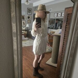 Vintage Boho White Lace Mini Dress